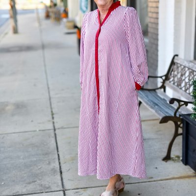 The Gingham Grace Dress in Red
