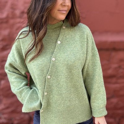 Pistachio Perfection Asymmetrical Front Cardigan