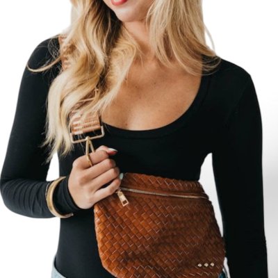 Westlyn Woven Crossbody Bum Bag - Camel