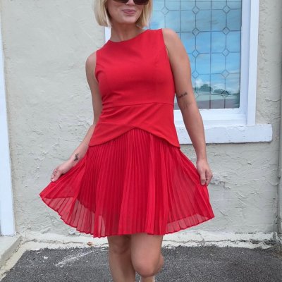 A Pleat Above The Rest Red Dress