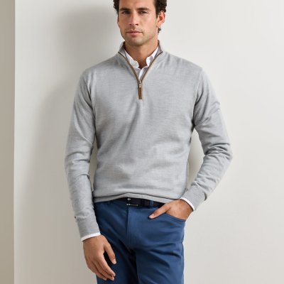 Autumn Crest Suede Trim 1/4 Zip - Battleship Grey