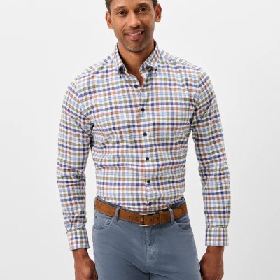 Cedar Check Perf Flannel Shirt - Sailor