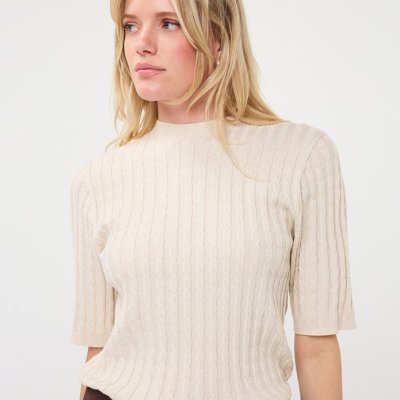 Cable Knit Sweater - Biscuit