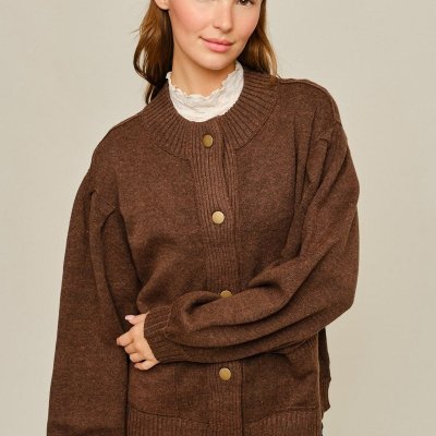 Drea Sweater Cardigan – Brown