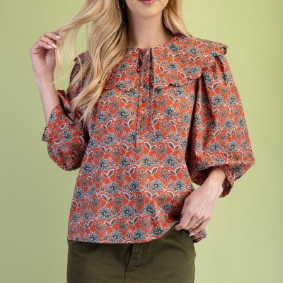 Terracotta Collared Blouse