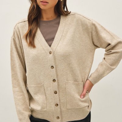 Varsity Style Cardigan - Oatmeal