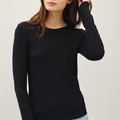 Basic L/S Knit Top - Black