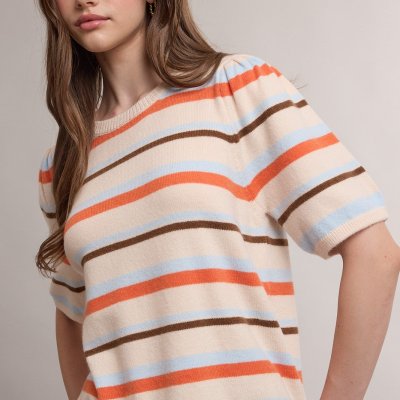 Striped Sweater Top - Oatmeal Multi